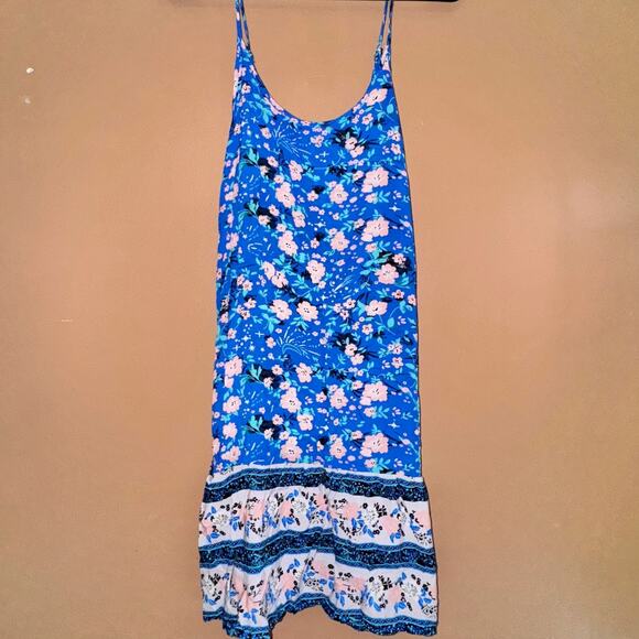 Qearal Women's Blue Floral Spaghetti Strap Dress - Medium - Picture 1 of 7